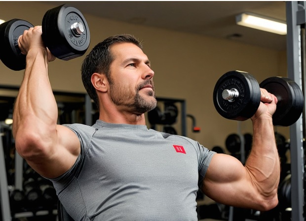 man lifting dumbbell